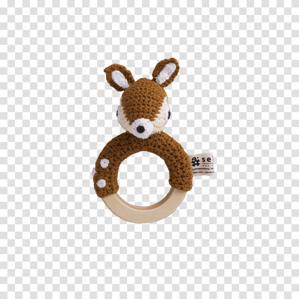 Crochet Deer RattleTitle Crochet Deer Rattle, Label, Teddy Bear, Toy Transparent Png