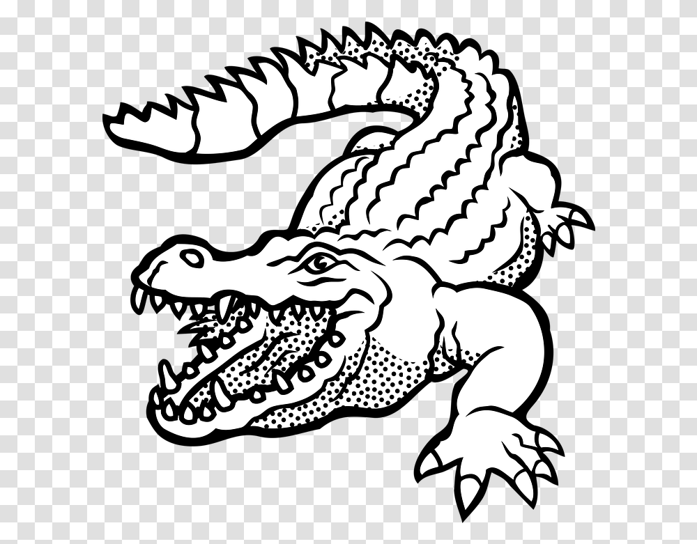 Crocodile Black And White Crocodile Line Art, Reptile, Animal, Dragon Transparent Png