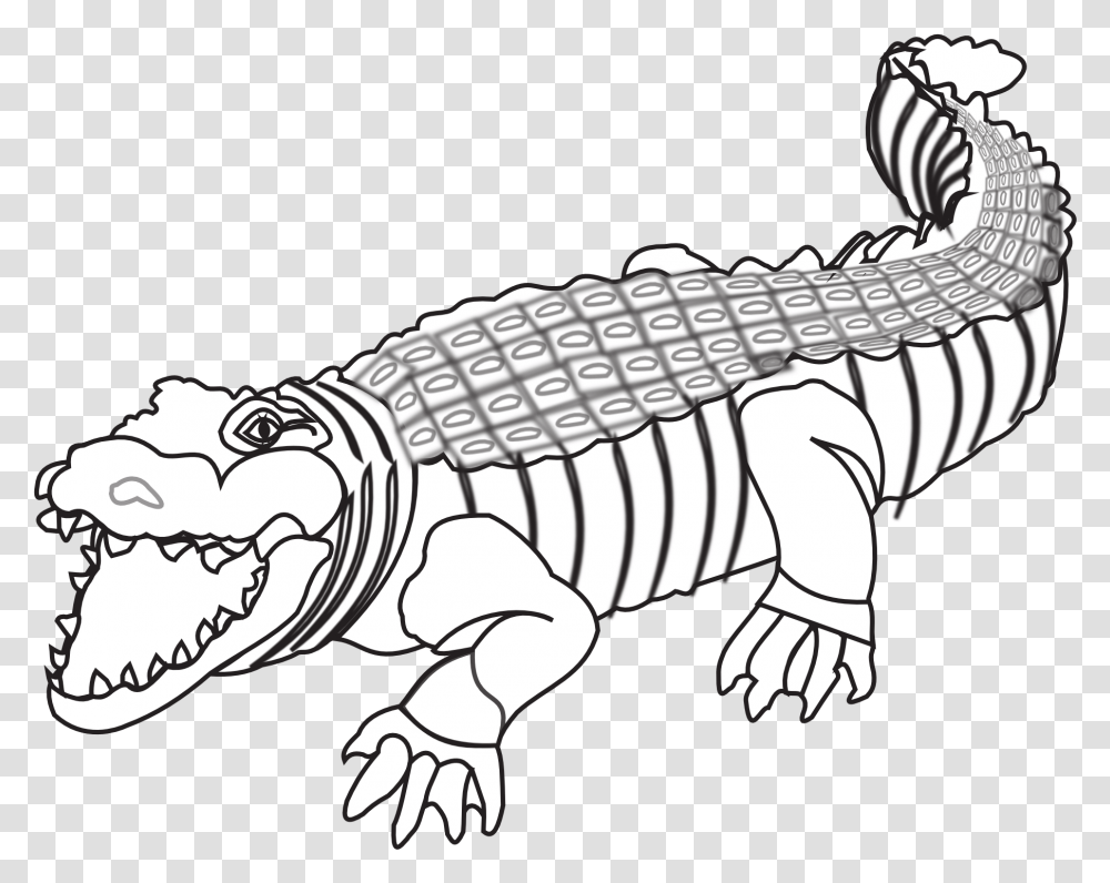 Crocodile Clipart Black And White Clipart Crocodile In The River Black And White, Reptile, Animal, Alligator, Dinosaur Transparent Png