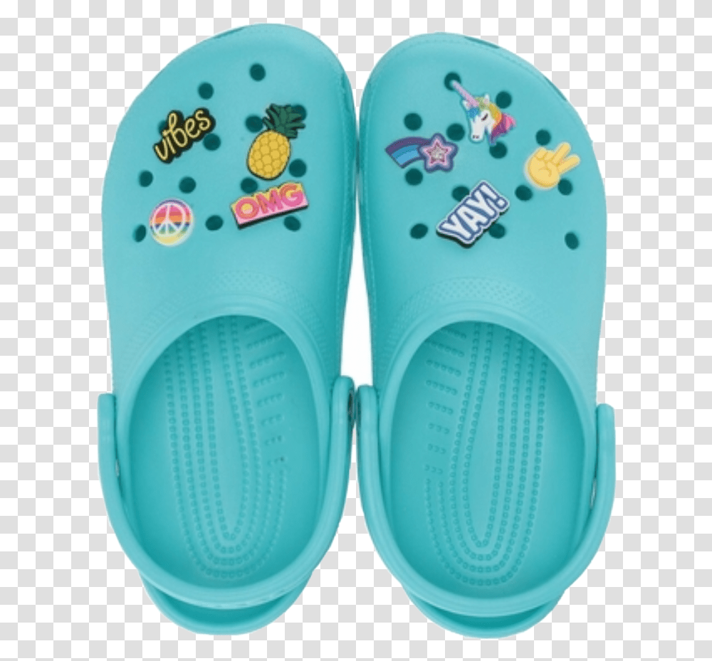Crocs Blue Crocs With Jibbitz, Apparel, Footwear, Shoe Transparent Png