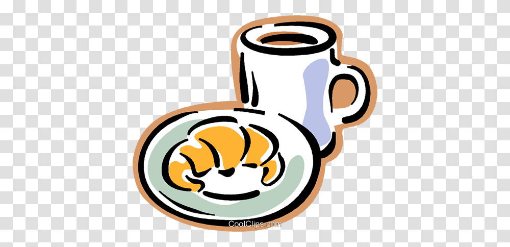 Croissant With Cup Of Coffee Royalty Free Vector Clip Art, Label, Paper, Towel Transparent Png