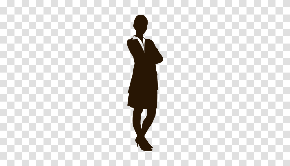 Cross Arms Businesswoman Silhouette, Standing, Person, Sleeve Transparent Png
