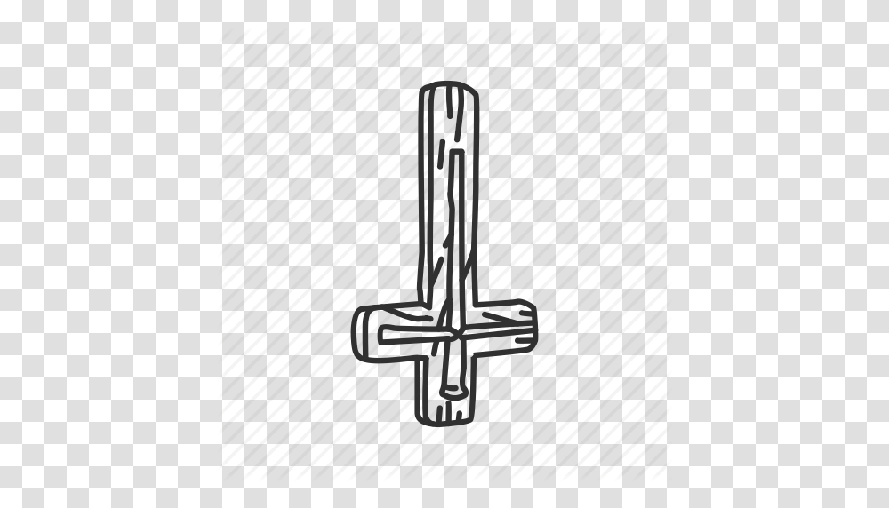 Cross Cross Down Evil Symbol Upside Down Cross Icon, Shower Faucet, Alphabet, Weapon Transparent Png