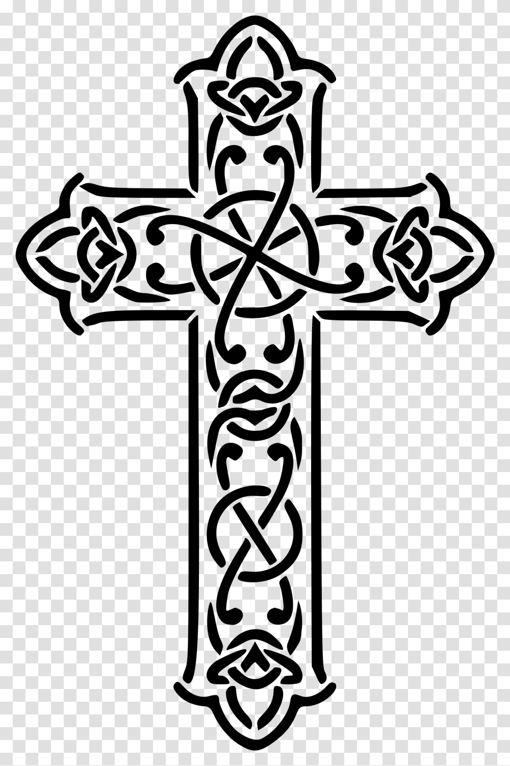 Cross Fancy Celtic Cross Clipart Black And White, Gray, World Of Warcraft, Halo Transparent Png