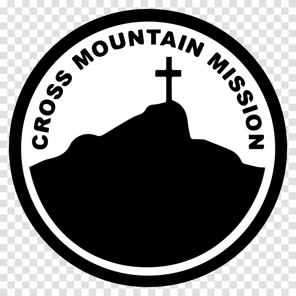 Cross Mountain Logo Black Mountain White Background Circle, Label, Trademark Transparent Png
