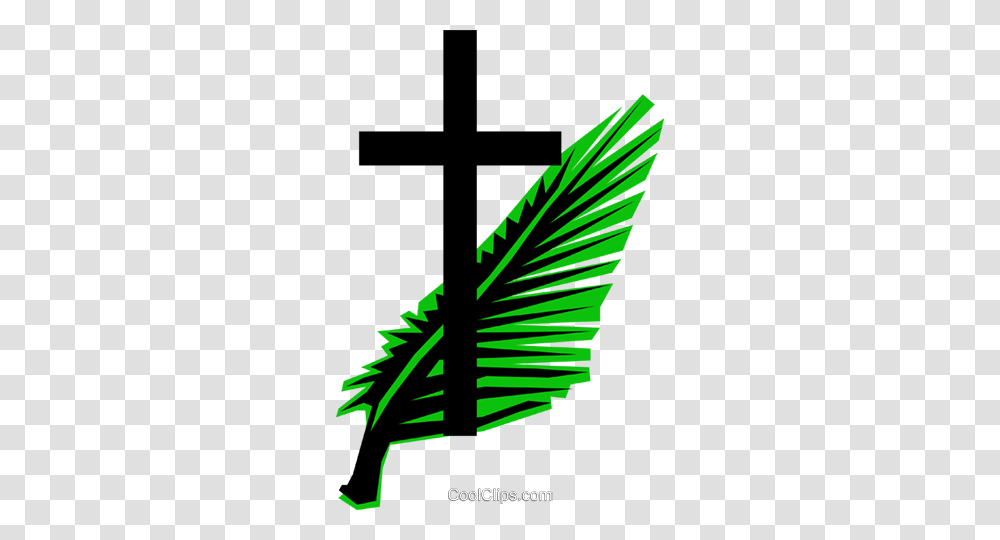 Cross Palm Branches Royalty Free Vector Clip Art Illustration, Green, Plant, Leaf Transparent Png