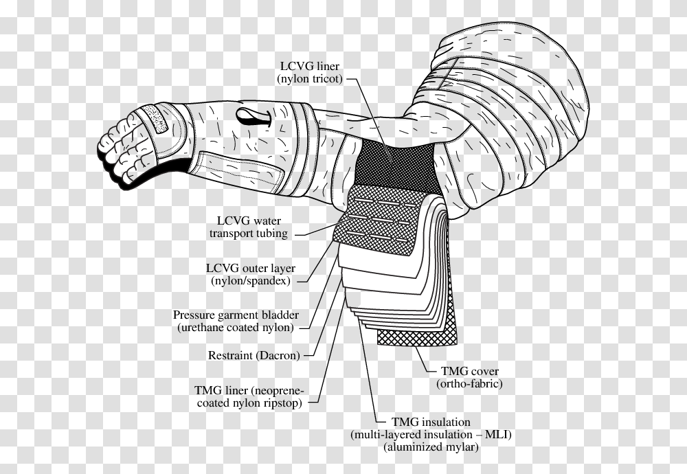 Cross Section Of Material Layup Used For Fabric The Arms Layers Of A Space Suit, Clothing, Apparel, Lamp Transparent Png