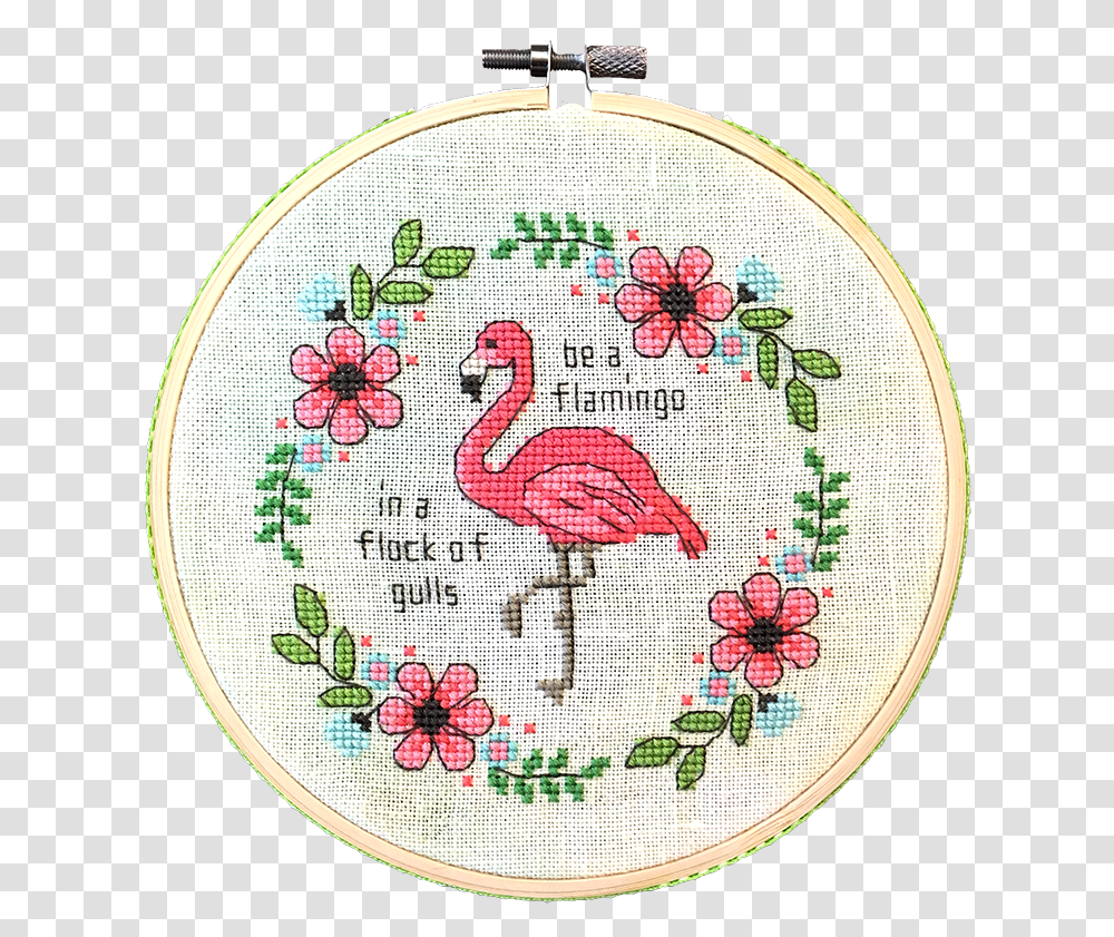 Cross Stitch Flamingo Pattern, Embroidery, Rug, Bird, Animal Transparent Png