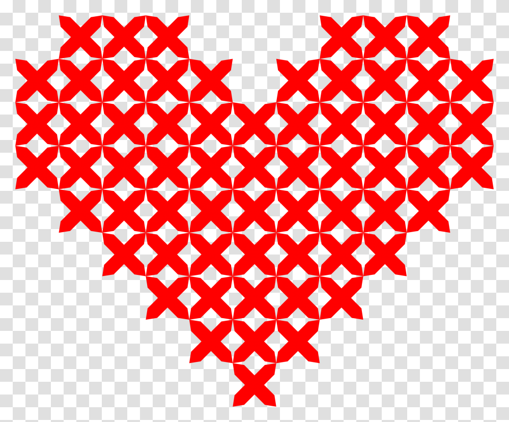 Cross Stitched Heart Red Clip Arts Cross Stitch Embroidery Motifs, Pattern, Rug, Texture, Fractal Transparent Png