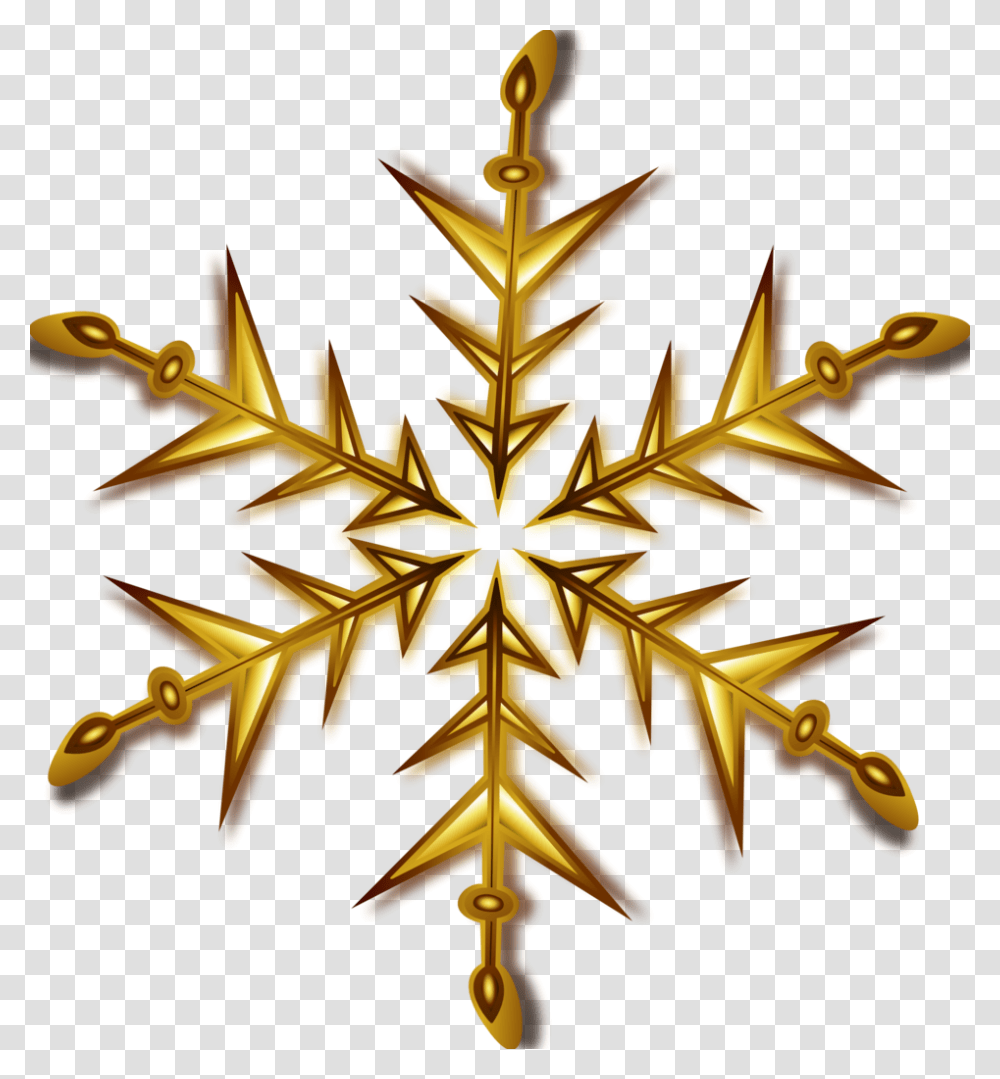 Cross, Gold, Snowflake Transparent Png