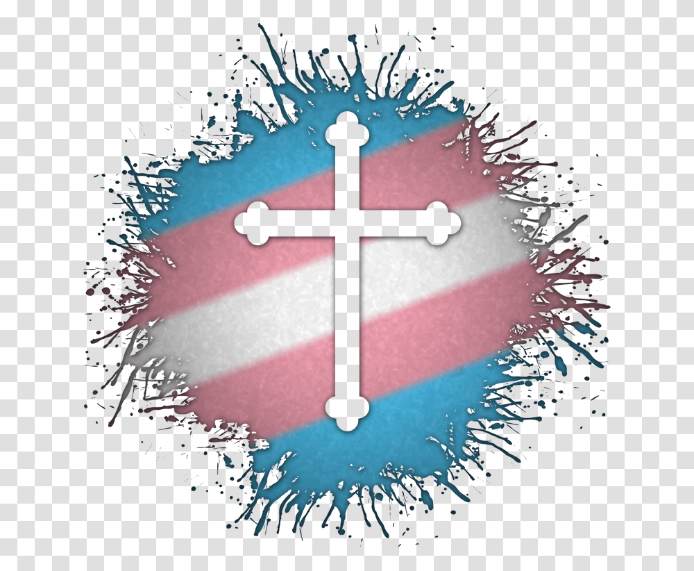 Cross Symbol Silhouetted Out Of Lgbtq Rainbow Paint Background Triple Goddess Symbol, Crucifix, Logo, Trademark, Tomb Transparent Png