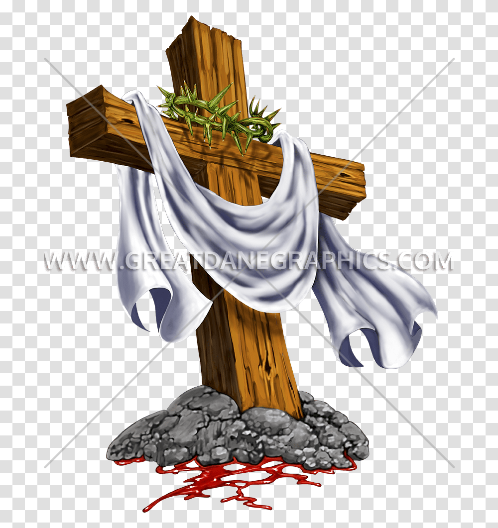 Cross With Crown Of Thorns Production Ready Artwork For T Cross With Thorn Crown, Clothing, Apparel, Person, Human Transparent Png
