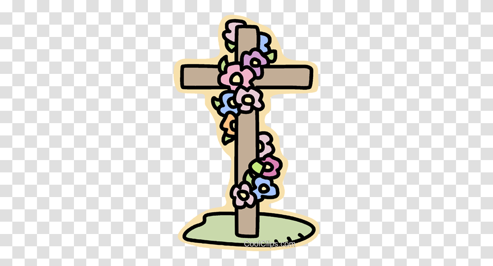 Cross With Flowers Royalty Free Vector Clip Art Illustration, Key Transparent Png