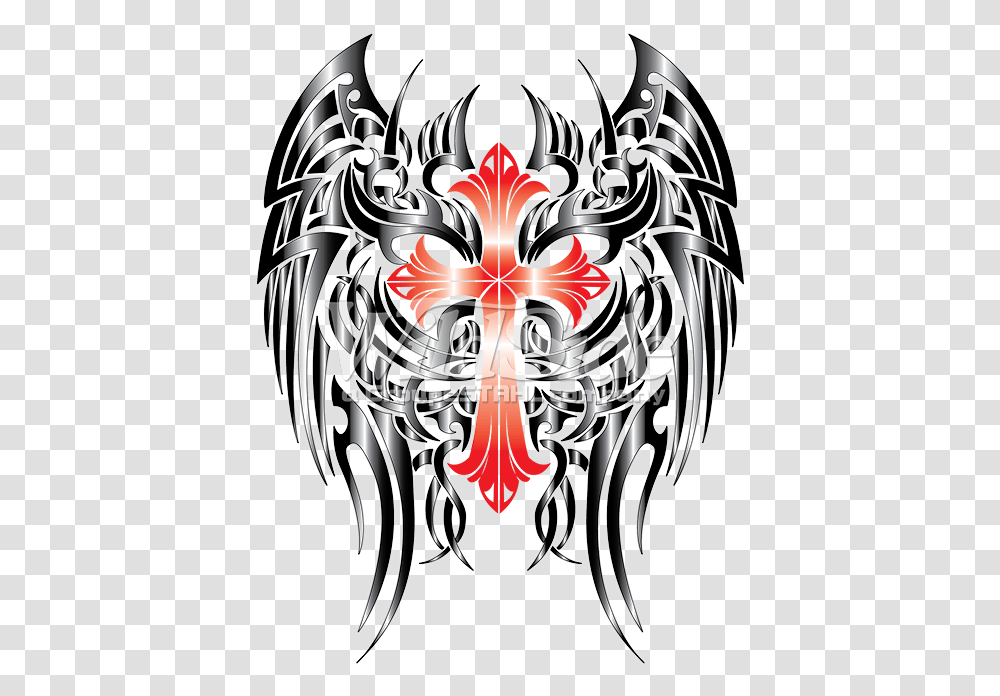 Cross With Gothic Wings Gothic Cross, Armor, Emblem Transparent Png
