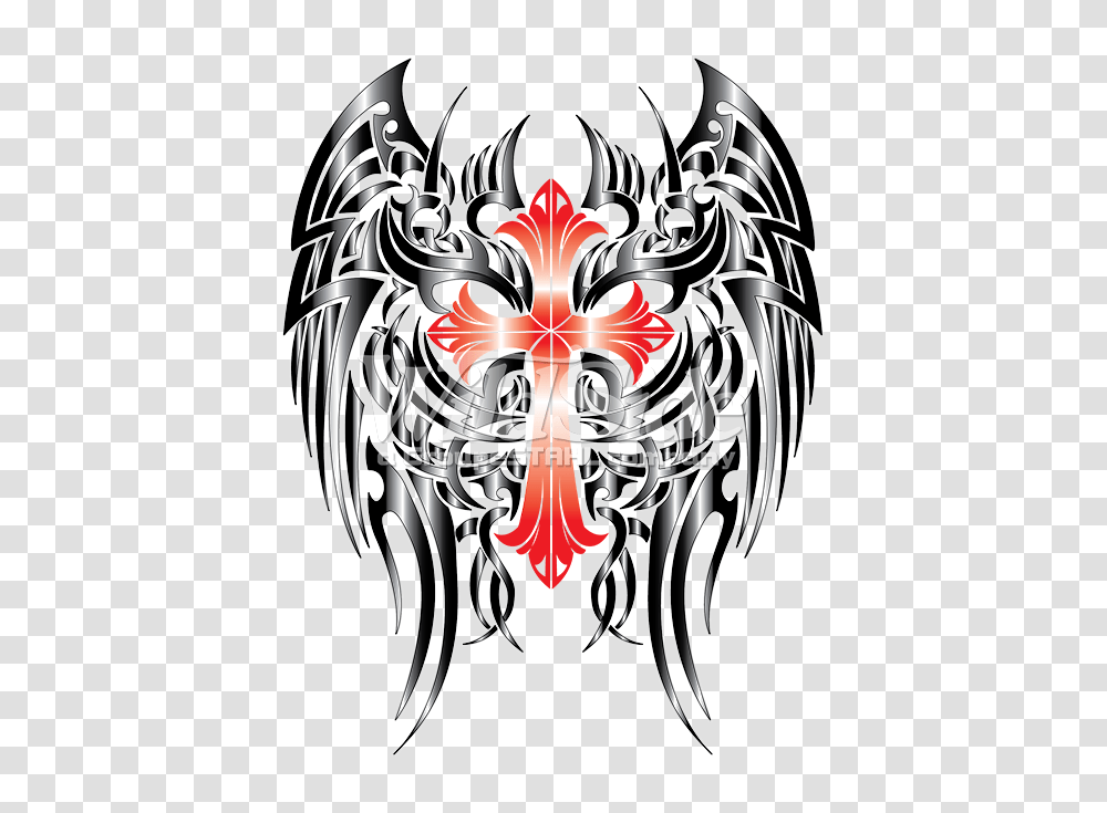 Cross With Gothic Wings The Wild Side, Emblem, Armor Transparent Png