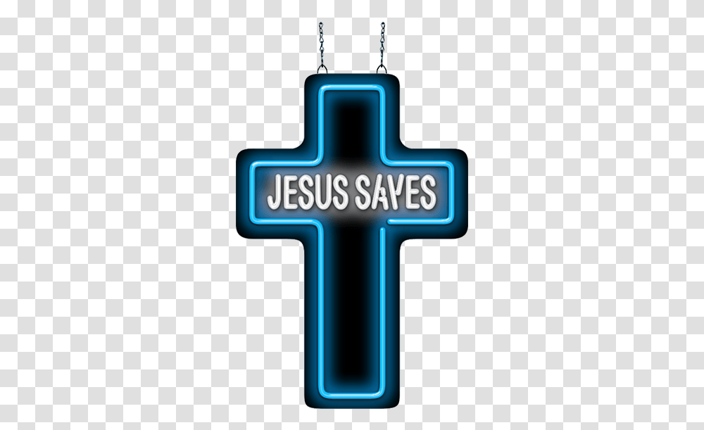 Cross With Jesus Saves Neon Sign Cross, Gas Pump, Machine, Symbol, Light Transparent Png