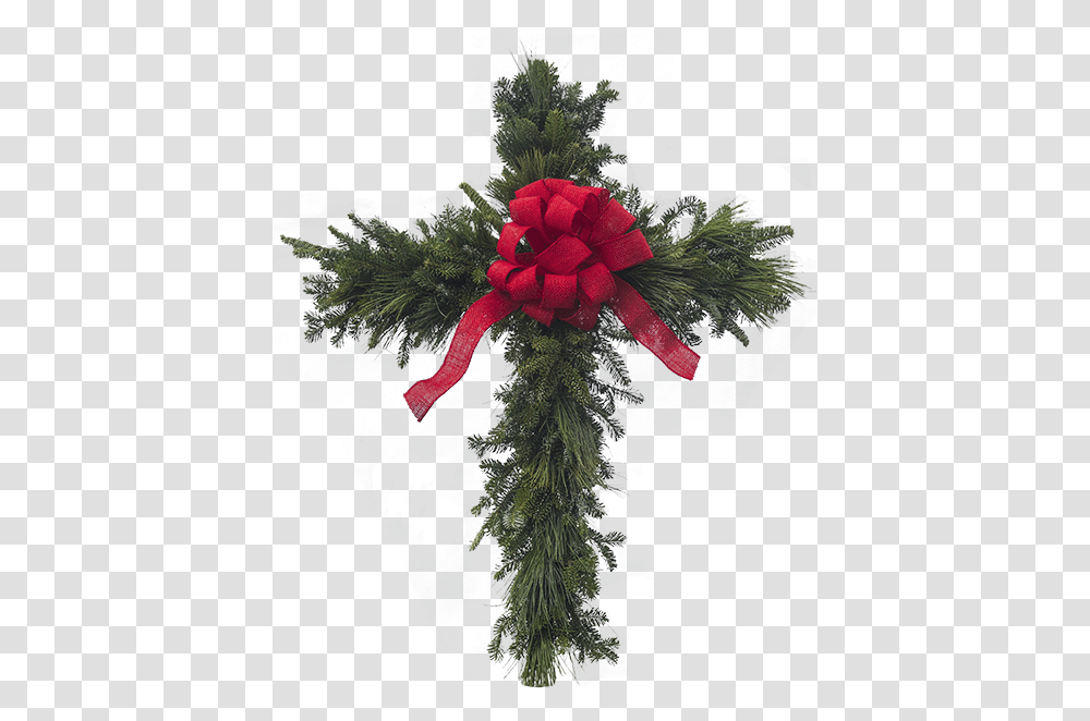 Cross Wreath Christmas Ornament, Plant, Flower, Blossom, Tree Transparent Png