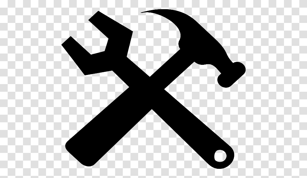 Crossed Hammer And Wrench Black Clip Art, Axe, Tool, Weapon Transparent Png