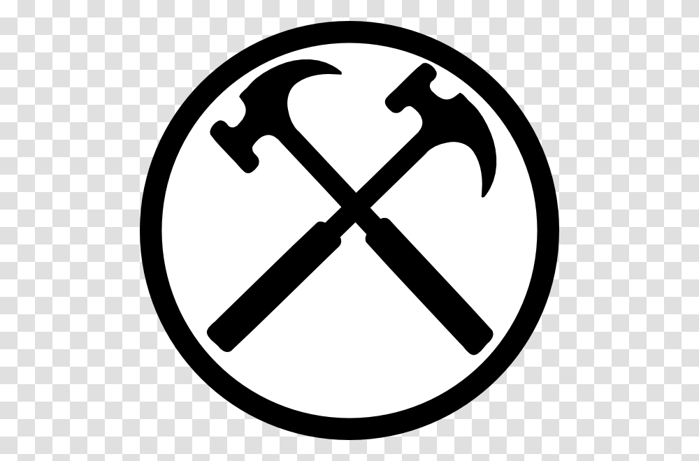 Crossed Hammers Bw Clip Art Crossed Hammers Clipart, Stencil, Emblem, Tool Transparent Png