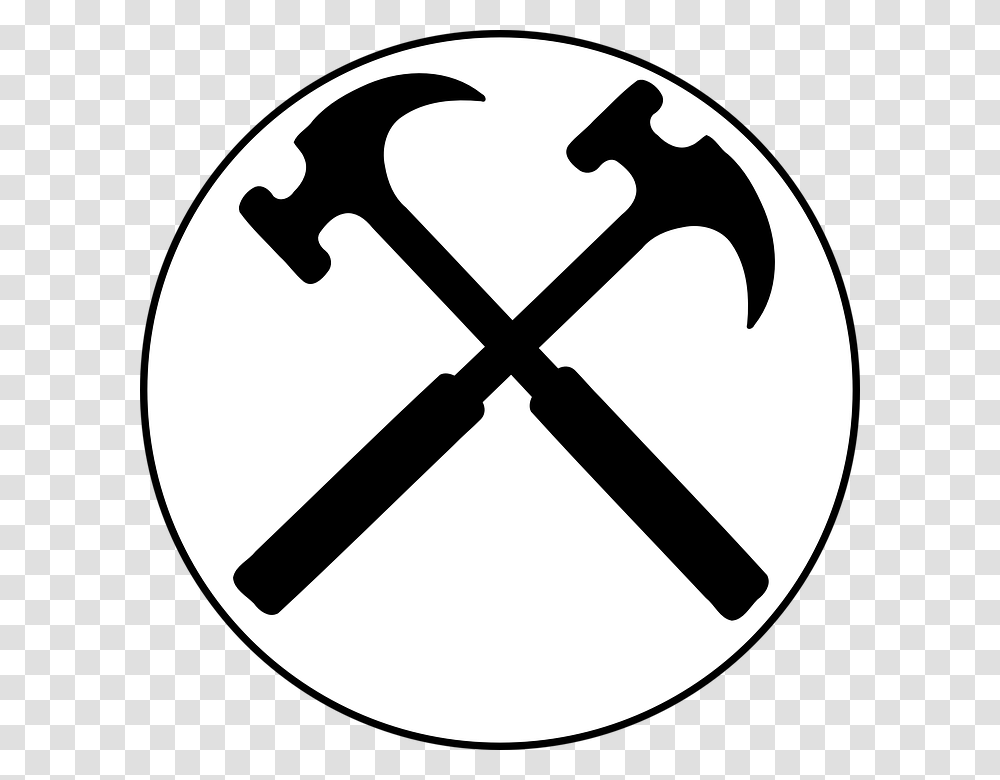Crossed Hammers Tools Hammer Repair Symbol Dibujo De La Geologa, Stencil, Axe, Emblem Transparent Png