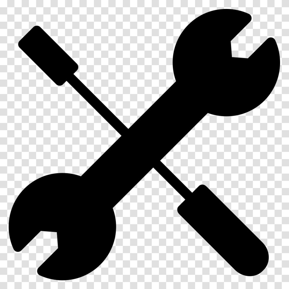 Crossed Reparation Tools Wrench And Screwdriver, Silhouette, Hammer, Key, Stencil Transparent Png