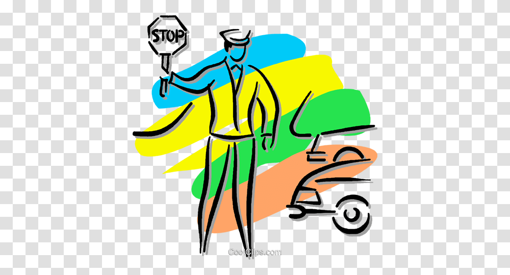 Crossing Guard Holding A Stop Sign Royalty Free Vector Clip Art, Coat, Dynamite, Cleaning Transparent Png
