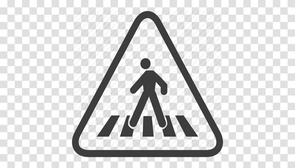 Crosswalk Pedestrian Sign Warning Warning Sign Icon, Silhouette, Triangle, Outdoors, Tarmac Transparent Png