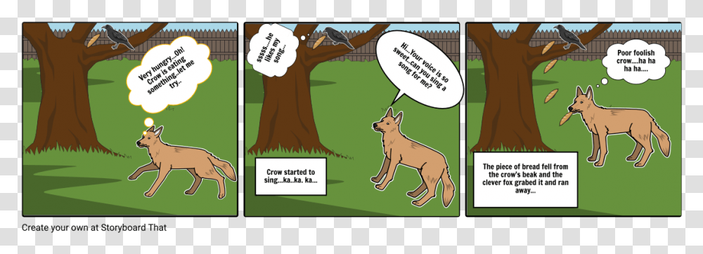Crow And The Fox Hungry Comic, Vegetation, Plant, Mammal, Animal Transparent Png