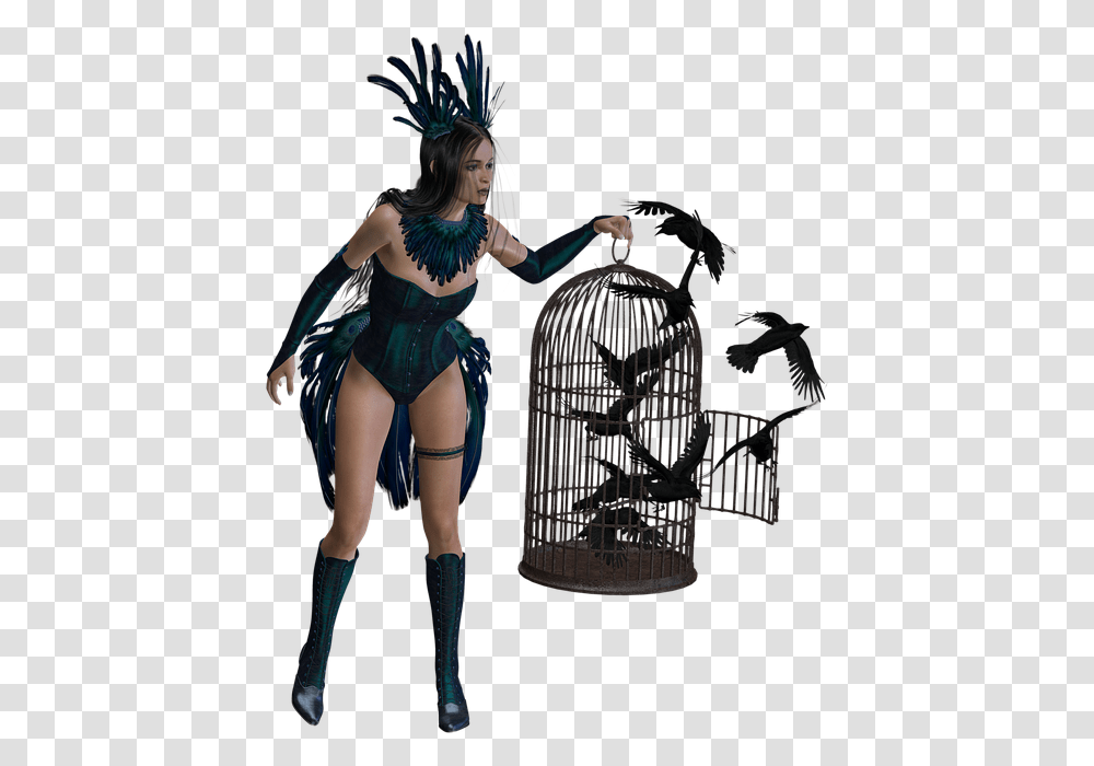 Crow Queen Fantasy Woman Crow Queen Animal Gothic Fantasia Corvo, Costume, Person, Leisure Activities Transparent Png