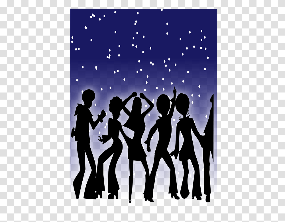 Crowd Dancing Disco Party Dance Stars Silhouette 60 70 80 90 Music, Person, Poster, Advertisement, People Transparent Png