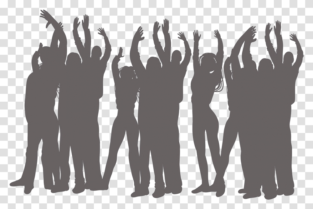 Crowd Of People Party People All White, Silhouette, Stencil, Hand Transparent Png