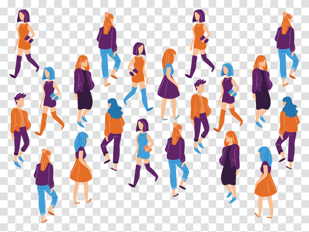 Crowd Of People People Walking Illustration, Person, Standing, Family Transparent Png