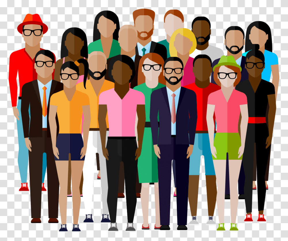 Crowd People Vector Flat Download People Vector, Standing, Person, Audience Transparent Png