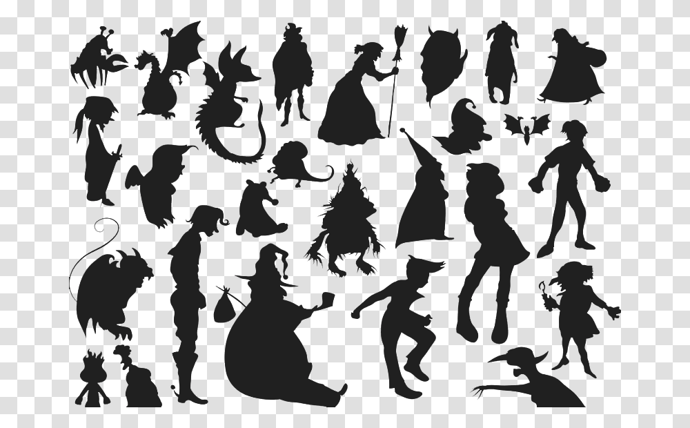 Crowd Vector Disney Characters Silhouette Vector, Person, Human, Blackboard Transparent Png