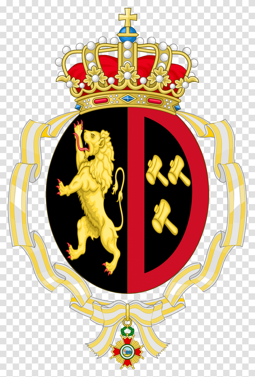 Crown And Sash Clipart Coat Of Arms Princess Mathilde Of Belgium, Logo, Trademark, Emblem Transparent Png