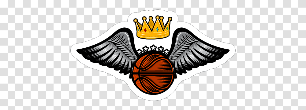 Crown And Wings Basketball Sticker For Basketball, Outdoors, Nature, Symbol, Logo Transparent Png