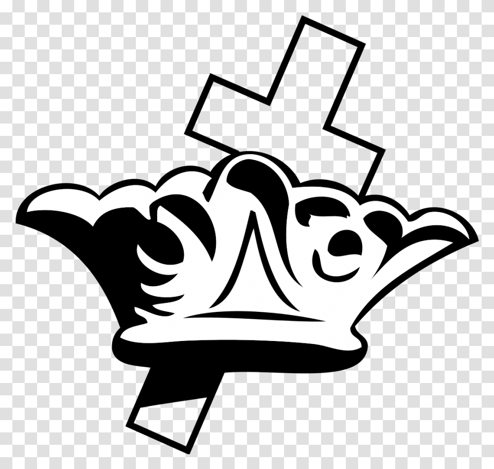 Crown Clipart Black And White Church In Pack Cross And Crown, Accessories, Accessory, Jewelry, Stencil Transparent Png