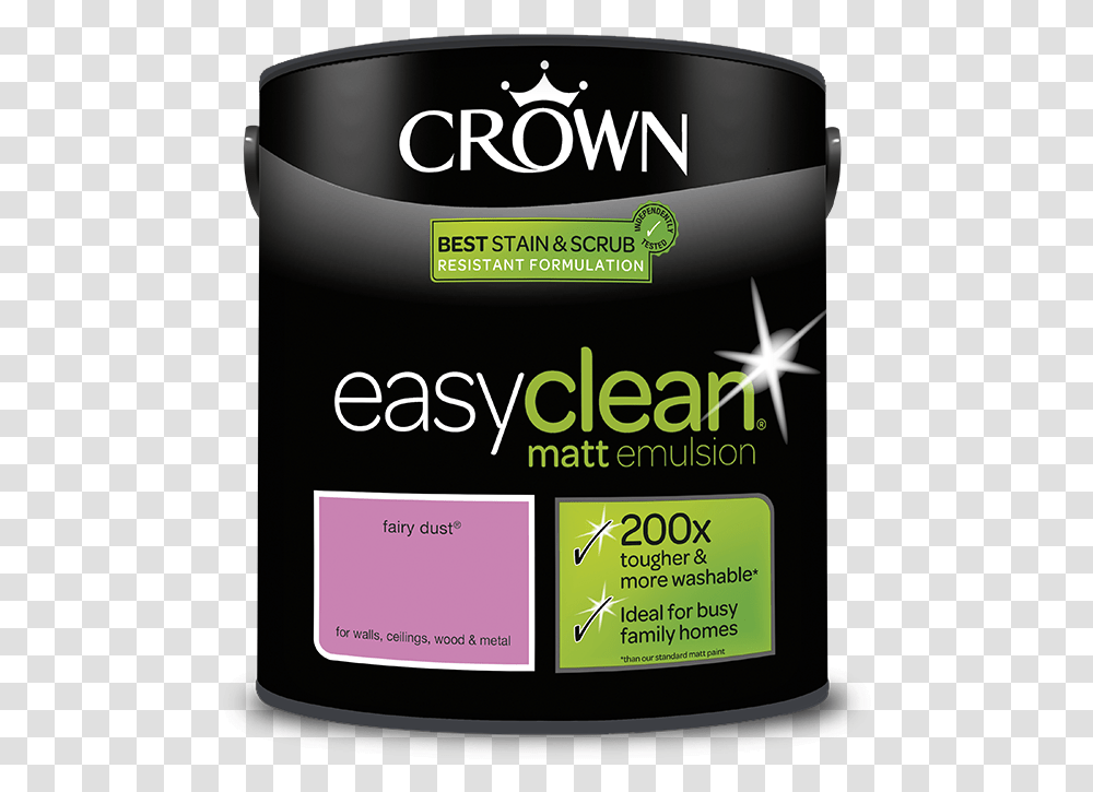 Crown Easy Clean Fairy Dust Matt Emulsion Paint 25l Crown Paint Granite Dust, Label, Text, Plant, Tin Transparent Png