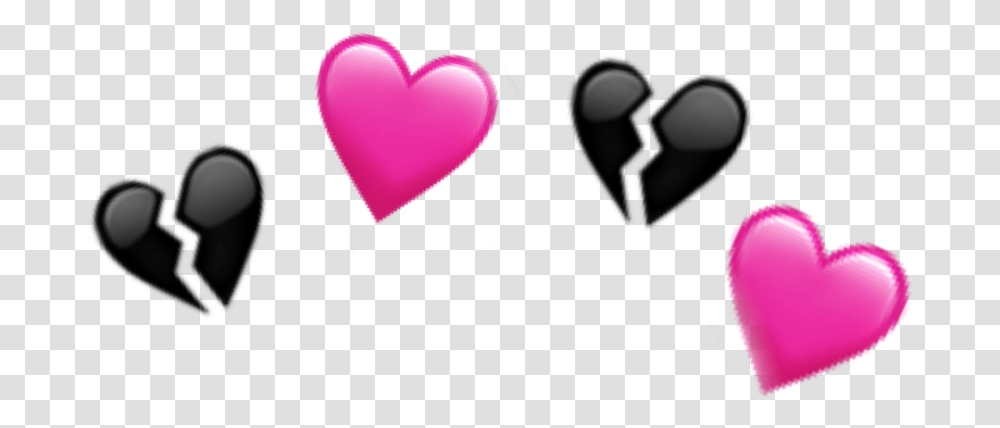 Crown Heartcrown Black Blackheart Pinkheart Pink Heart, Cushion Transparent Png