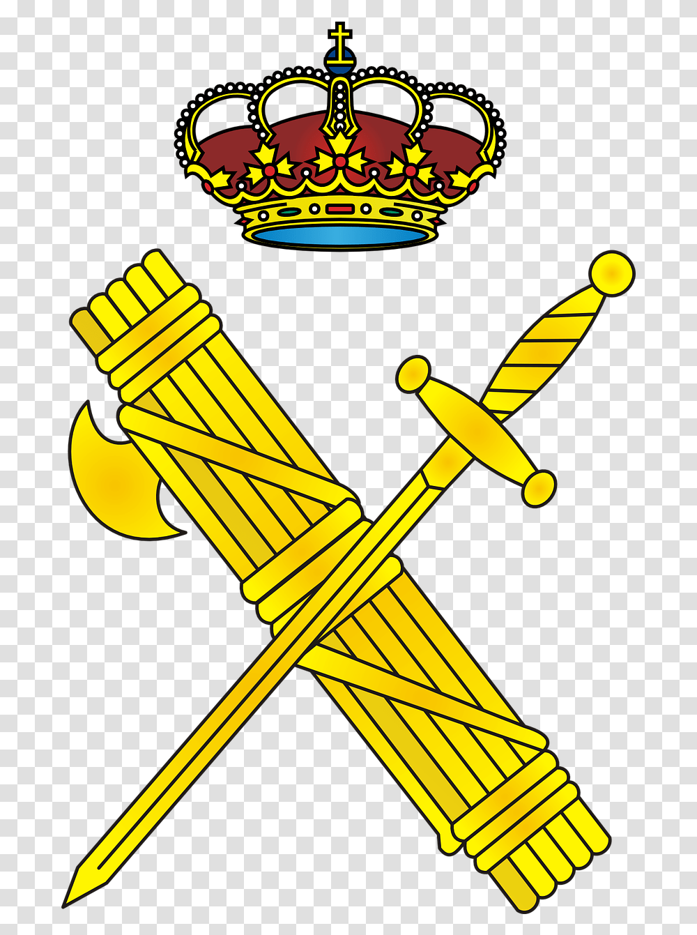 Crown Icon Crown Sword Axe King Symbol Image Civil Guard, Weapon, Weaponry, Emblem, Arrow Transparent Png
