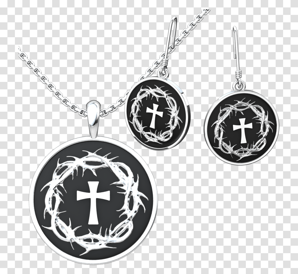 Crown Of Thorns Amp Cross Set Locket, Accessories, Accessory, Jewelry, Necklace Transparent Png