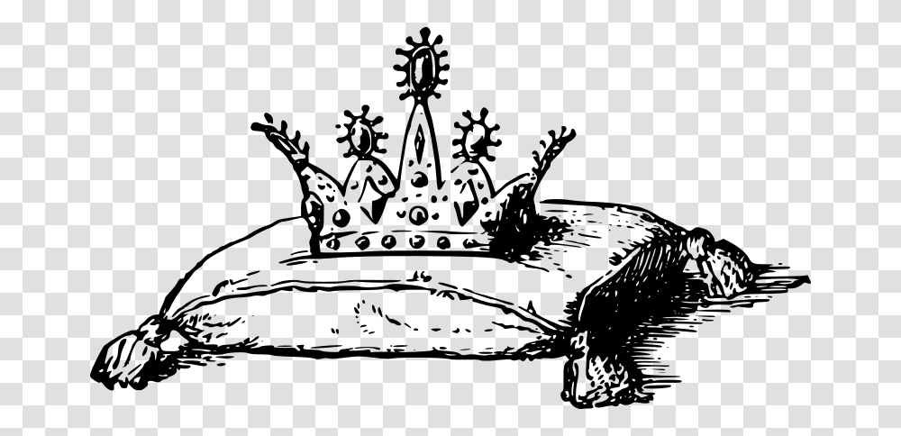 Crown On A Cushion Black And White Free Clip Crown On Pillow, Gray, World Of Warcraft Transparent Png