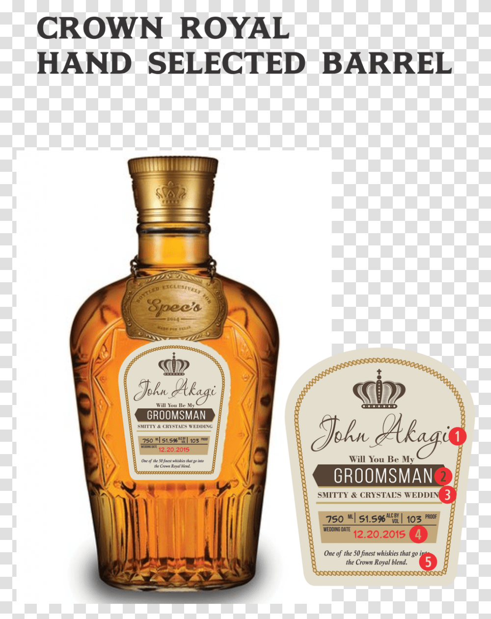Crown Royal Hand Selected Barrel, Liquor, Alcohol, Beverage, Drink Transparent Png