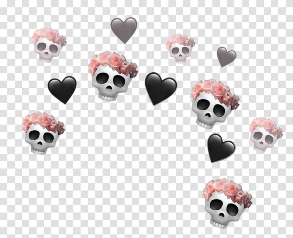 Crown Skulls Flowers Hearts Tumblrcrown Aesthetic Overlay Black Heart Crown, Label, Drawing, Face Transparent Png
