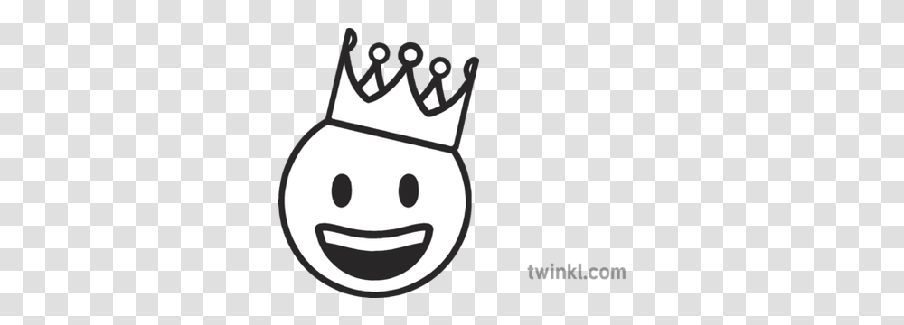 Crown Smile Emoji Christmas Festive Emote Happy Mojimaths Helicopter Black And White, Stencil, Snowman, Winter, Outdoors Transparent Png