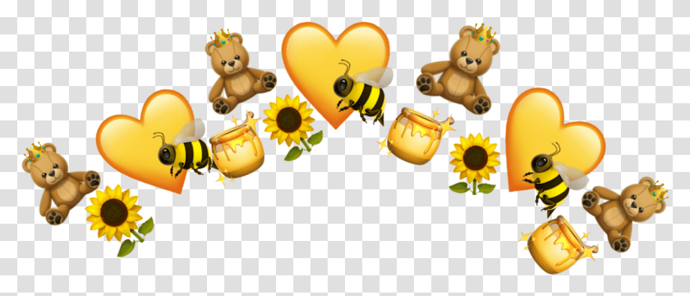 Crown Yellow Bee Sunflower Aesthetic Edit Original Cartoon, Wasp, Insect, Invertebrate, Animal Transparent Png