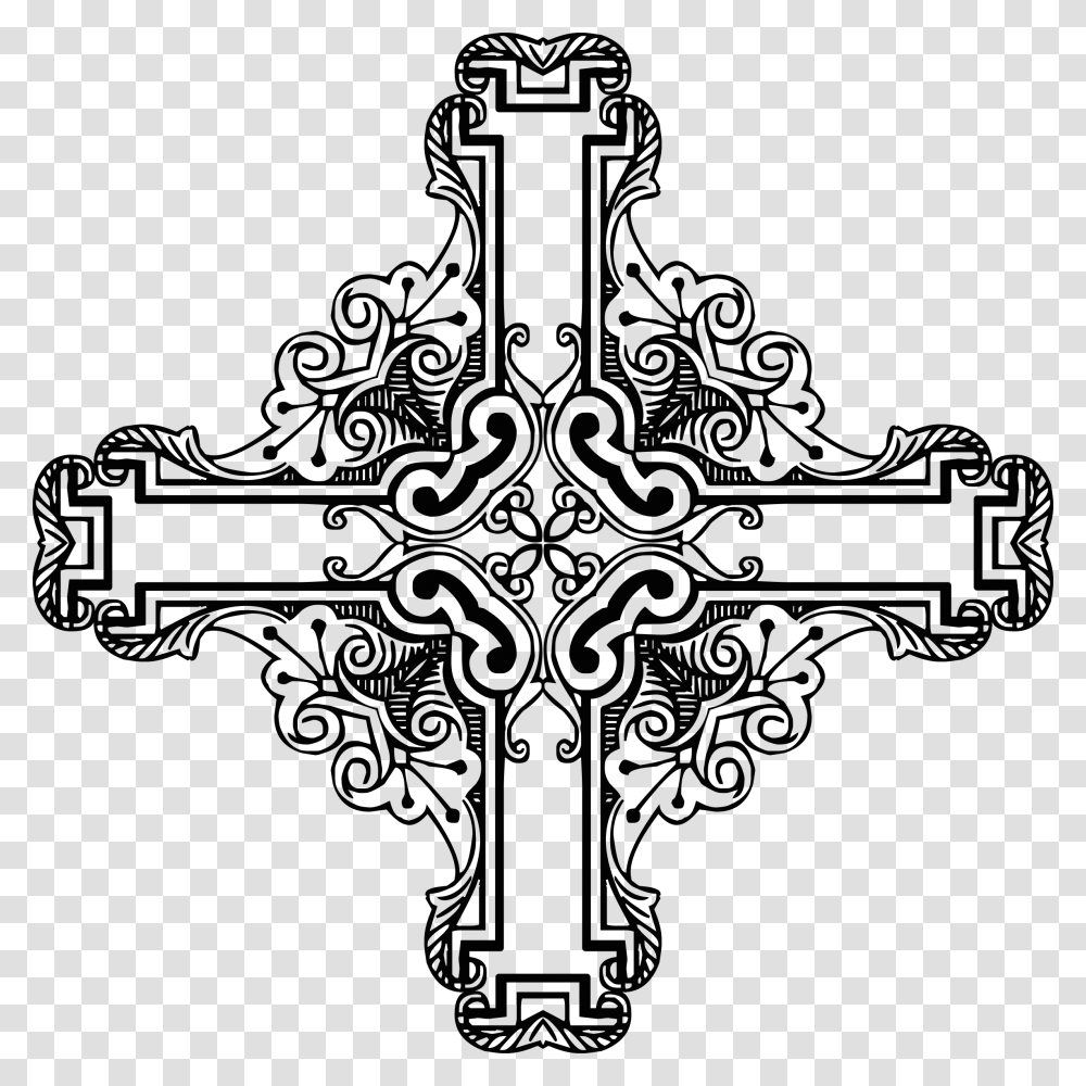 Crucifix Clipart Black And White Crucifix Line Art, Cross, Snowflake, Outdoors Transparent Png