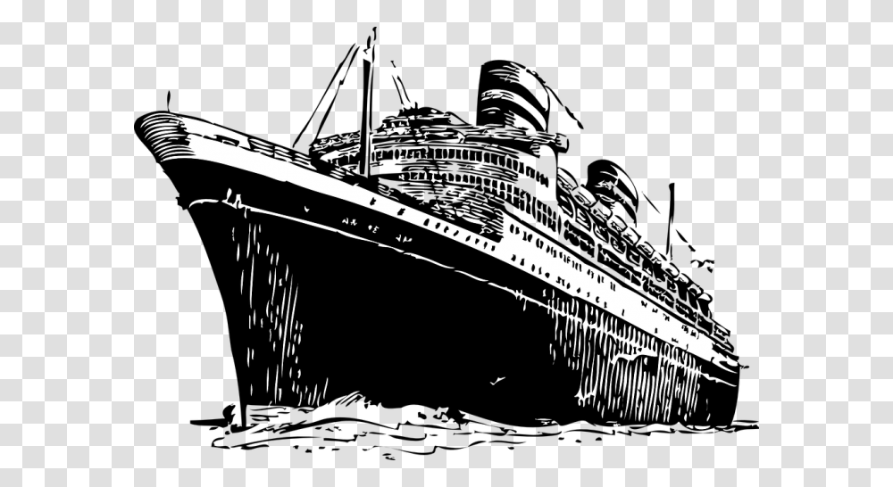 Cruise Ship Icon Ship Clipart Black And White, Spaceship, Aircraft, Vehicle, Transportation Transparent Png