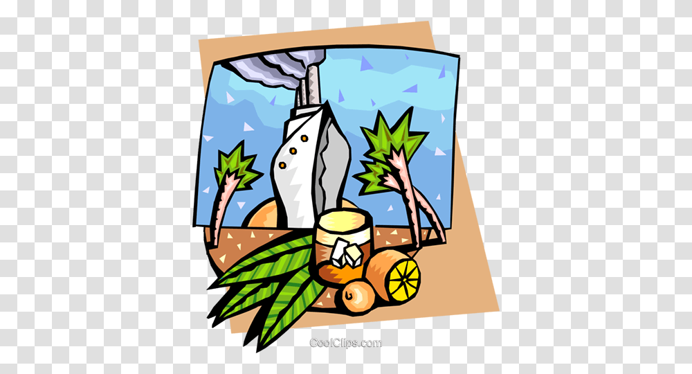 Cruise Ship With Palm Trees And Fruit Royalty Free Vector Clip Art, Poster, Advertisement, Plant, Drawing Transparent Png