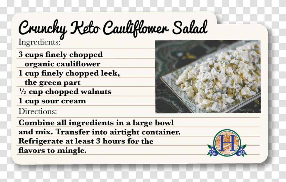Crunchy Keto Cauliflower Salad, Food, Ice Cream, Dessert Transparent Png